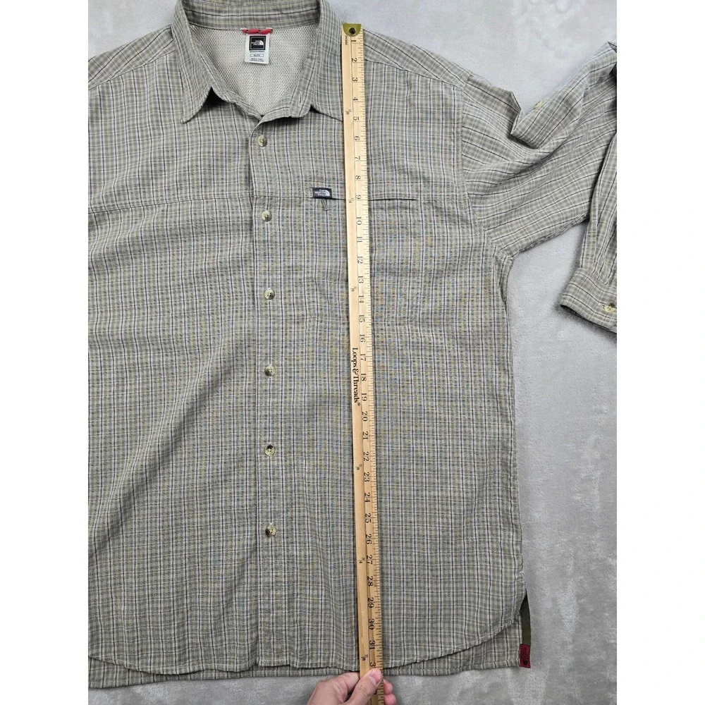 The North Face Button Up Shirt Mens XL Green Plaid‎ Long Sleeve Modal Roll Up